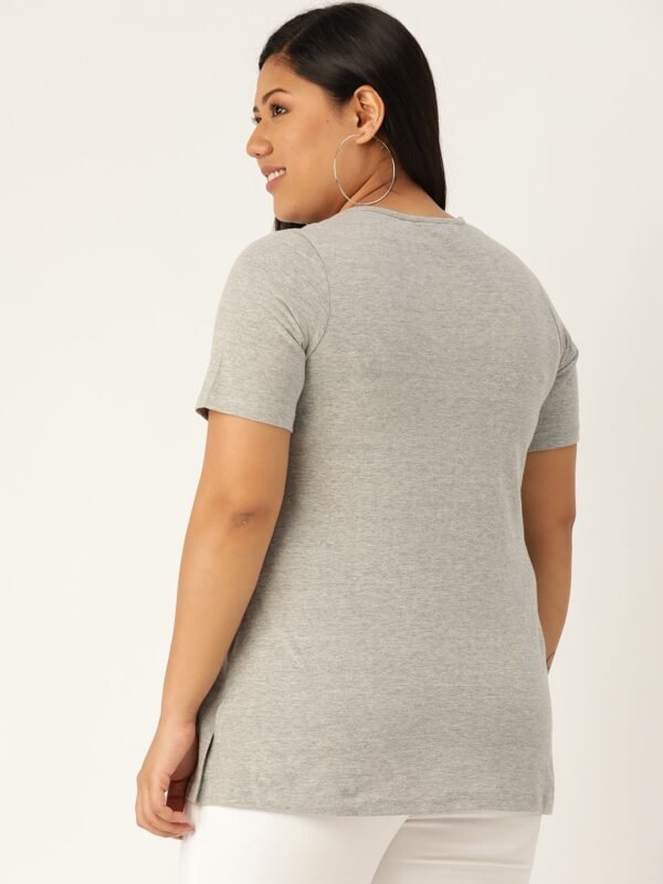 Women's Plus Size Light Grey Solid Round Neck T-Shirt