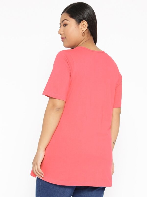 Women's Plus Size Peach Solid Round Neck T-Shirt