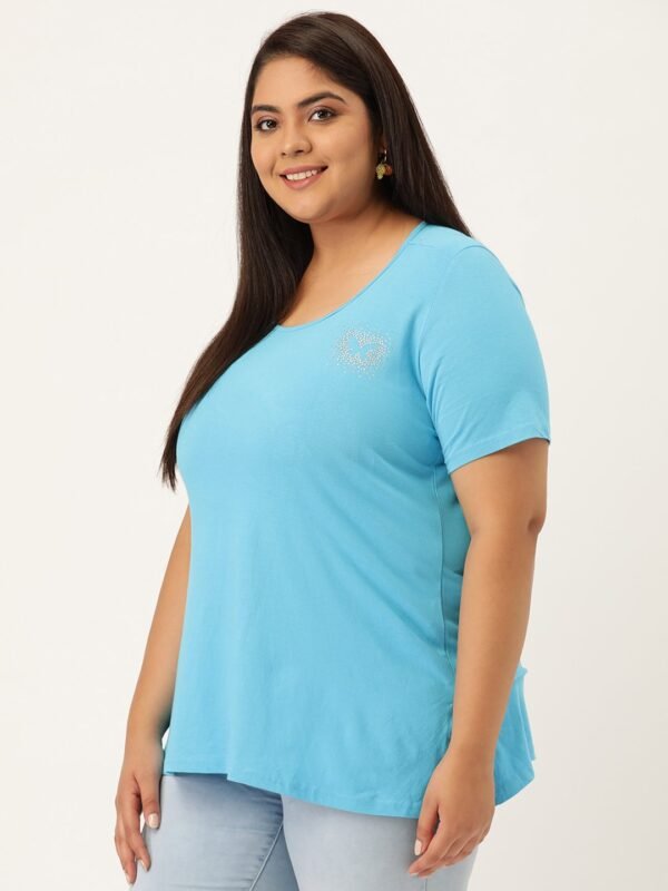 Women's Plus Size Turquoise Blue Solid Color Round Neck T-Shirt