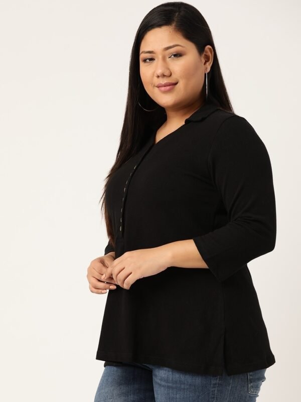 Women's Plus Size Black solid T-shirt