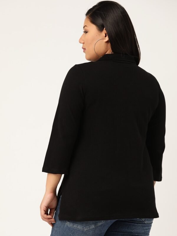 Women's Plus Size Black solid T-shirt