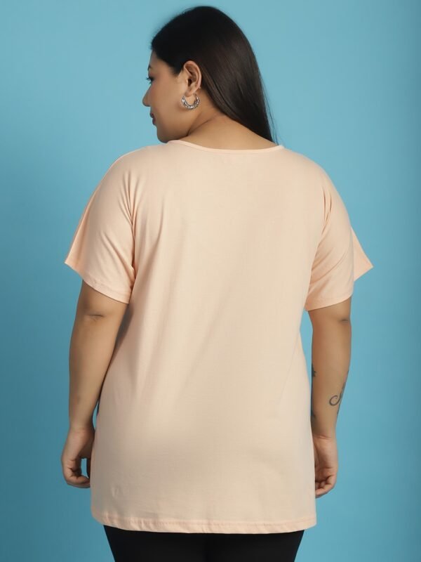 Women's Plus Size Light Peach solid color cotton knitted T-shirt