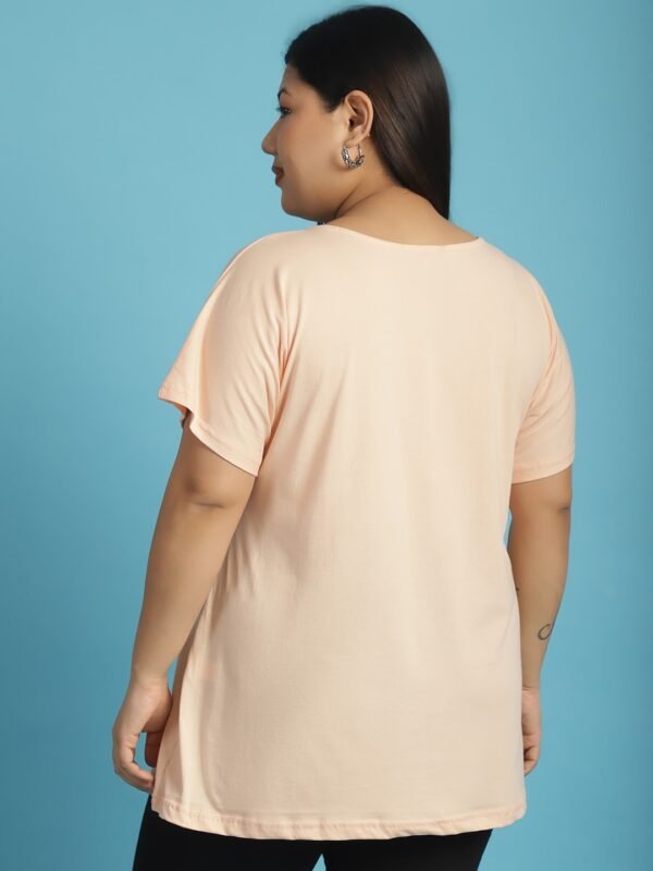 Women's Plus Size Light Peach solid color cotton knitted T-shirt