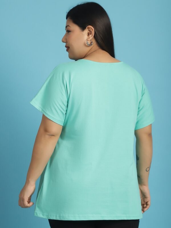 Women's Plus Size Sea Green solid color cotton knitted T-shirt