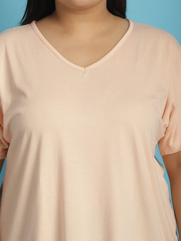 Women's Plus Size Light Peach solid color cotton knitted T-shirt