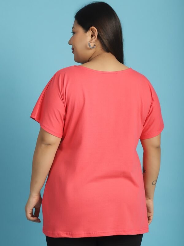 Women's Plus Size Peach solid color cotton knitted T-shirt