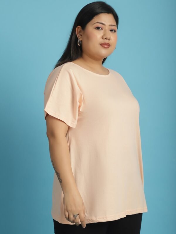 Women's Plus Size Light Peach solid color cotton knitted T-shirt