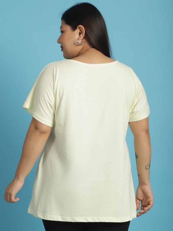 Women's Plus Size Pale Yellow solid color cotton knitted T-shirt