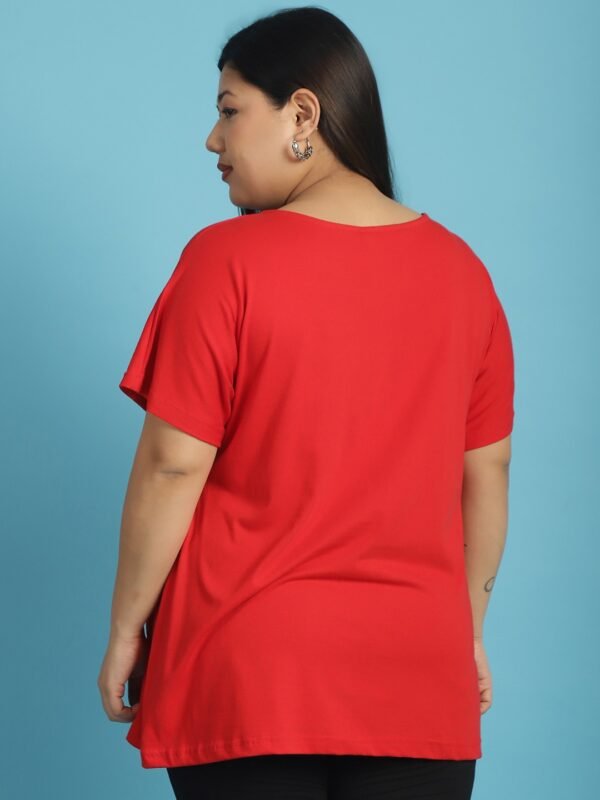 Women's Plus Size Red solid color cotton knitted T-shirt