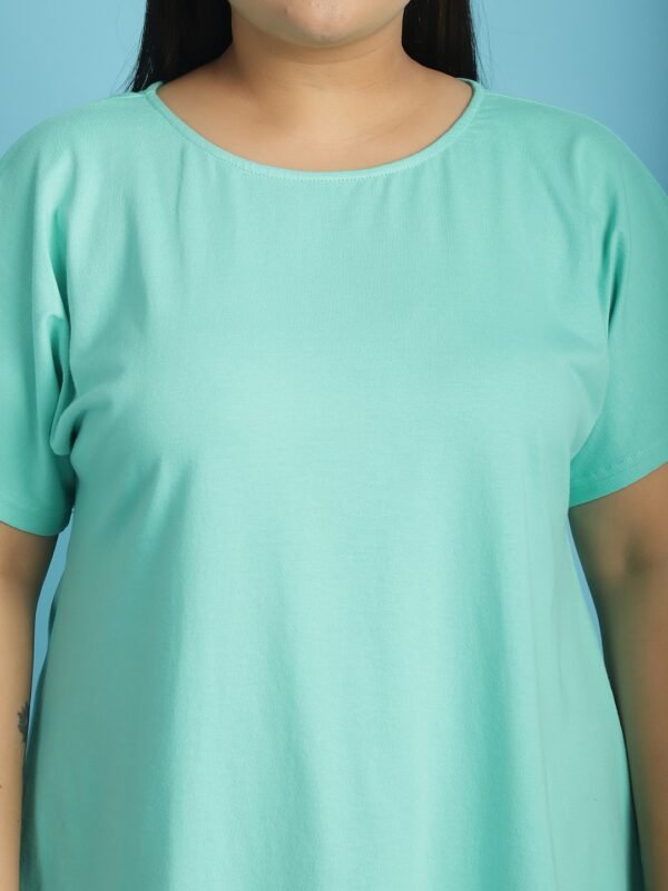 Women's Plus Size Sea Green solid color cotton knitted T-shirt