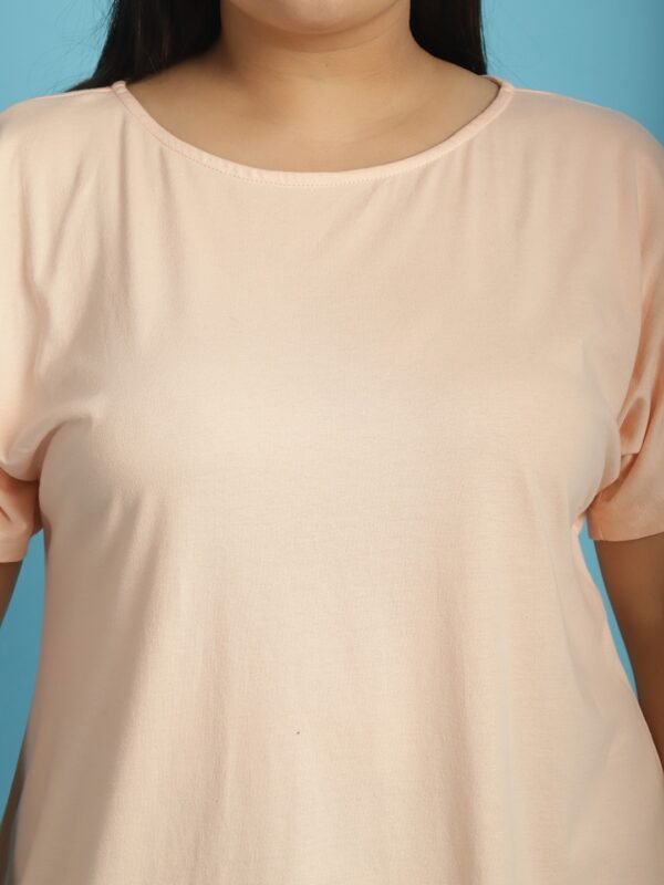 Women's Plus Size Light Peach solid color cotton knitted T-shirt