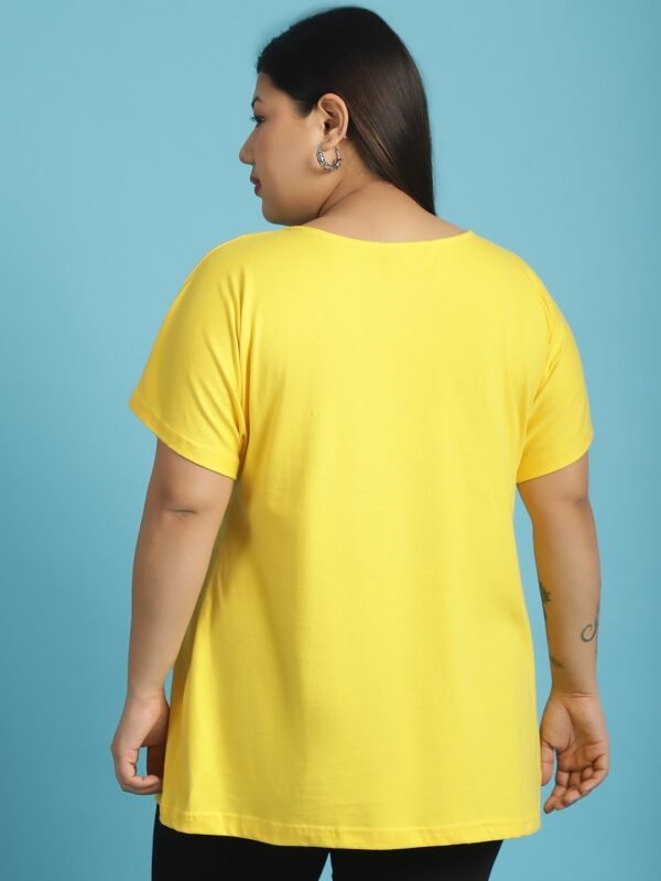 Women's Plus Size Yellow solid color cotton knitted T-shirt